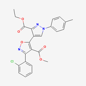 molecular formula C24H20ClN3O5 B2721320 甲酸3-(2-氯苯基)-5-[3-(乙氧羰基)-1-(4-甲基苯基)-1H-吡唑-4-基]-1,2-噁唑-4-羧酸甲酯 CAS No. 321571-26-0