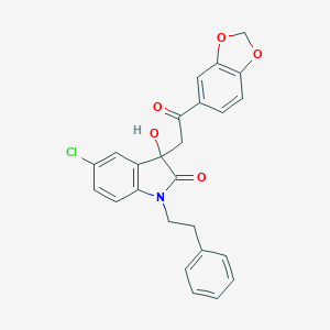 molecular formula C25H20ClNO5 B272133 3-[2-(1,3-benzodioxol-5-yl)-2-oxoethyl]-5-chloro-3-hydroxy-1-(2-phenylethyl)-1,3-dihydro-2H-indol-2-one 