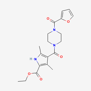 molecular formula C19H23N3O5 B2721332 ethyl 4-(4-(furan-2-carbonyl)piperazine-1-carbonyl)-3,5-dimethyl-1H-pyrrole-2-carboxylate CAS No. 847412-19-5