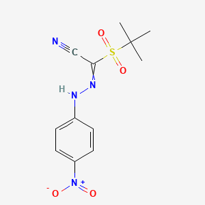 molecular formula C12H14N4O4S B2721335 2-(Tert-butylsulfonyl)-2-[2-(4-nitrophenyl)hydrazono]acetonitrile CAS No. 241127-15-1