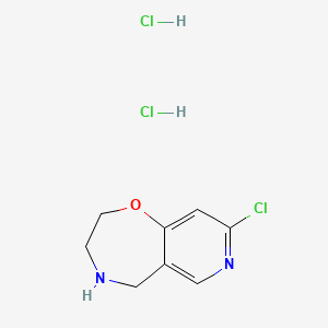 molecular formula C8H11Cl3N2O B2721336 8-Chloro-2,3,4,5-tetrahydropyrido[3,4-f][1,4]oxazepine;dihydrochloride CAS No. 2470439-46-2