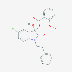 molecular formula C25H22ClNO4 B272134 5-chloro-3-hydroxy-3-[2-(2-methoxyphenyl)-2-oxoethyl]-1-(2-phenylethyl)-1,3-dihydro-2H-indol-2-one 