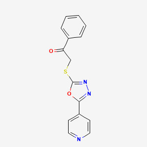 molecular formula C15H11N3O2S B2721341 1-苯基-2-[(5-吡啶-4-基-1,3,4-噁二唑-2-基)硫代]乙酮 CAS No. 81555-97-7