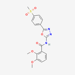 molecular formula C18H17N3O6S B2721349 2,3-dimethoxy-N-[5-(4-methylsulfonylphenyl)-1,3,4-oxadiazol-2-yl]benzamide CAS No. 886914-38-1