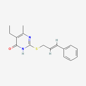 molecular formula C16H18N2OS B2721357 2-(cinnamylthio)-5-ethyl-6-methylpyrimidin-4(3H)-one CAS No. 899948-85-7