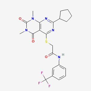 2-((2-cyclopentyl-6,8-dimethyl-5,7-dioxo-5,6,7,8-tetrahydropyrimido[4,5-d]pyrimidin-4-yl)thio)-N-(3-(trifluoromethyl)phenyl)acetamide