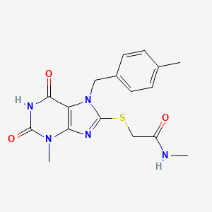 molecular formula C17H19N5O3S B2721360 N-methyl-2-((3-methyl-7-(4-methylbenzyl)-2,6-dioxo-2,3,6,7-tetrahydro-1H-purin-8-yl)thio)acetamide CAS No. 1105245-22-4