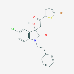 molecular formula C22H17BrClNO3S B272137 3-[2-(5-bromothiophen-2-yl)-2-oxoethyl]-5-chloro-3-hydroxy-1-(2-phenylethyl)-1,3-dihydro-2H-indol-2-one 
