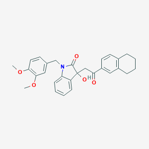 molecular formula C29H29NO5 B272140 1-(3,4-dimethoxybenzyl)-3-hydroxy-3-[2-oxo-2-(5,6,7,8-tetrahydronaphthalen-2-yl)ethyl]-1,3-dihydro-2H-indol-2-one 