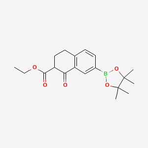 molecular formula C19H25BO5 B2721409 EThyl 1-oxo-7-(tetramethyl-1,3,2-dioxaborolan-2-yl)-3,4-dihydro-2H-naphthalene-2-carboxylate CAS No. 2377587-51-2