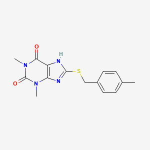 molecular formula C15H16N4O2S B2721411 1,3-dimethyl-8-((4-methylbenzyl)thio)-1H-purine-2,6(3H,7H)-dione CAS No. 443675-16-9
