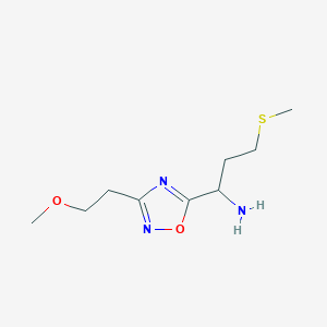 molecular formula C9H17N3O2S B2721422 1-[3-(2-Methoxyethyl)-1,2,4-oxadiazol-5-yl]-3-(methylsulfanyl)propan-1-amine CAS No. 1239841-45-2