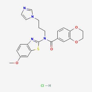 N-(3-(1H-imidazol-1-yl)propyl)-N-(6-methoxybenzo[d]thiazol-2-yl)-2,3-dihydrobenzo[b][1,4]dioxine-6-carboxamide hydrochloride