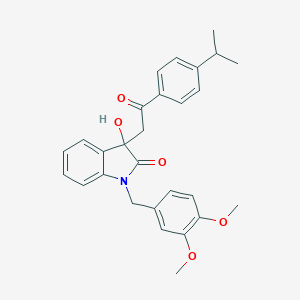molecular formula C28H29NO5 B272145 1-(3,4-dimethoxybenzyl)-3-hydroxy-3-{2-oxo-2-[4-(propan-2-yl)phenyl]ethyl}-1,3-dihydro-2H-indol-2-one 