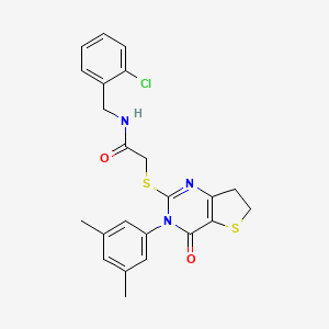 molecular formula C23H22ClN3O2S2 B2721453 N-(2-氯苯甲基)-2-((3-(3,5-二甲基苯基)-4-氧代-3,4,6,7-四氢噻吩[3,2-d]嘧啶-2-基)硫)乙酰胺 CAS No. 877653-84-4