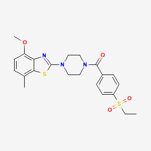 molecular formula C22H25N3O4S2 B2721455 (4-(乙基磺酰)苯基)(4-(4-甲氧基-7-甲基苯并[d]噻唑-2-基)哌嗪-1-基)甲酮 CAS No. 886925-23-1