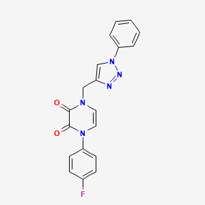 molecular formula C19H14FN5O2 B2721462 1-(4-Fluorophenyl)-4-[(1-phenyltriazol-4-yl)methyl]pyrazine-2,3-dione CAS No. 2379996-68-4