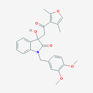 molecular formula C25H25NO6 B272151 1-(3,4-dimethoxybenzyl)-3-[2-(2,4-dimethylfuran-3-yl)-2-oxoethyl]-3-hydroxy-1,3-dihydro-2H-indol-2-one 