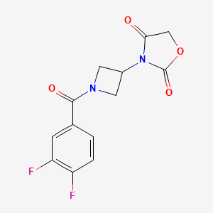 molecular formula C13H10F2N2O4 B2721520 3-(1-(3,4-二氟苯甲酰)氮杂环丁烷-3-基)噁唑烷-2,4-二酮 CAS No. 2034309-66-3