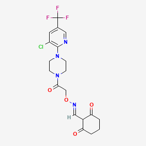 molecular formula C19H20ClF3N4O4 B2721527 2,6-二氧代环己烷甲醛 O-(2-{4-[3-氯-5-(三氟甲基)-2-吡啶基]哌嗪}-2-氧代乙基)肟 CAS No. 303150-04-1