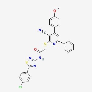 molecular formula C29H20ClN5O2S2 B2721530 N-[5-(4-氯苯基)-1,2,4-噻二唑-3-基]-2-[3-氰基-4-(4-甲氧基苯基)-6-苯基吡啶-2-基]硫代乙酰胺 CAS No. 690961-96-7