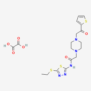 molecular formula C18H23N5O6S3 B2721559 N-(5-(ethylthio)-1,3,4-thiadiazol-2-yl)-2-(4-(2-oxo-2-(thiophen-2-yl)ethyl)piperazin-1-yl)acetamide oxalate CAS No. 2034586-29-1