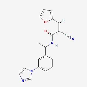 molecular formula C19H16N4O2 B2721562 (Z)-2-Cyano-3-(furan-2-yl)-N-[1-(3-imidazol-1-ylphenyl)ethyl]prop-2-enamide CAS No. 1436370-71-6