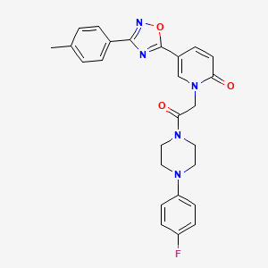 molecular formula C26H24FN5O3 B2721573 N-(4-chlorobenzyl)-4-(1-propionyl-2,3-dihydro-1H-indol-5-yl)benzamide CAS No. 1113109-78-6