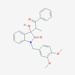 molecular formula C26H25NO5 B272158 1-(3,4-dimethoxybenzyl)-3-hydroxy-3-(1-oxo-1-phenylpropan-2-yl)-1,3-dihydro-2H-indol-2-one 