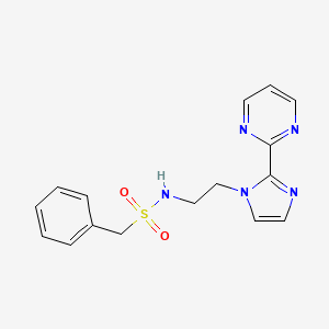 molecular formula C16H17N5O2S B2721582 1-苯基-N-(2-(2-(嘧啶-2-基)-1H-咪唑-1-基)乙基)甲磺酰胺 CAS No. 1797823-06-3