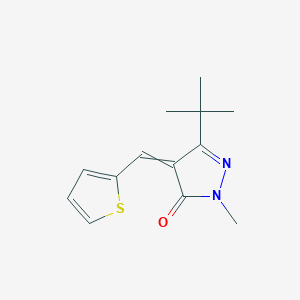 molecular formula C13H16N2OS B2721583 5-叔丁基-2-甲基-4-(噻吩-2-基甲基亚)吡唑-3-酮 CAS No. 1025206-08-9
