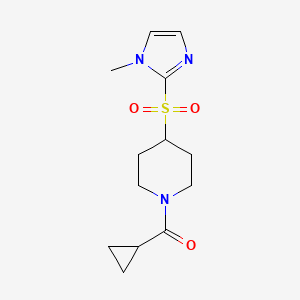 molecular formula C13H19N3O3S B2721588 cyclopropyl(4-((1-methyl-1H-imidazol-2-yl)sulfonyl)piperidin-1-yl)methanone CAS No. 2034357-30-5