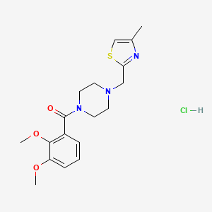 molecular formula C18H24ClN3O3S B2721591 (2,3-Dimethoxyphenyl)(4-((4-methylthiazol-2-yl)methyl)piperazin-1-yl)methanone hydrochloride CAS No. 1216754-09-4