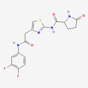 molecular formula C16H14F2N4O3S B2721593 N-(4-(2-((3,4-二氟苯基)氨基)-2-氧代乙基)噻唑-2-基)-5-氧代吡咯啉-2-甲酰胺 CAS No. 1048678-35-8