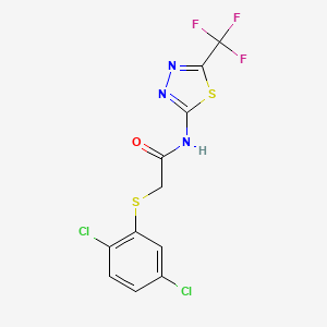 molecular formula C11H6Cl2F3N3OS2 B2721597 2-[(2,5-二氯苯基)硫基]-N-[5-(三氟甲基)-1,3,4-噻二唑-2-基]乙酰胺 CAS No. 339014-08-3