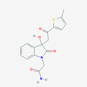 molecular formula C17H16N2O4S B272160 2-{3-hydroxy-3-[2-(5-methylthiophen-2-yl)-2-oxoethyl]-2-oxo-2,3-dihydro-1H-indol-1-yl}acetamide 