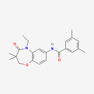 molecular formula C22H26N2O3 B2721602 N-(5-乙基-3,3-二甲基-4-氧代-2,3,4,5-四氢苯并[b][1,4]噁唑-7-基)-3,5-二甲基苯甲酰胺 CAS No. 921862-89-7