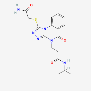 molecular formula C18H22N6O3S B2721608 3-[1-[(2-amino-2-oxoethyl)thio]-5-oxo[1,2,4]triazolo[4,3-a]quinazolin-4(5H)-yl]-N-(sec-butyl)propanamide CAS No. 1113107-61-1