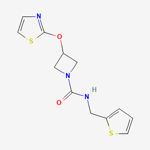 molecular formula C12H13N3O2S2 B2721611 3-(thiazol-2-yloxy)-N-(thiophen-2-ylmethyl)azetidine-1-carboxamide CAS No. 1706289-52-2