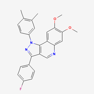 molecular formula C26H22FN3O2 B2721621 1-(3,4-dimethylphenyl)-3-(4-fluorophenyl)-7,8-dimethoxy-1H-pyrazolo[4,3-c]quinoline CAS No. 901247-24-3
