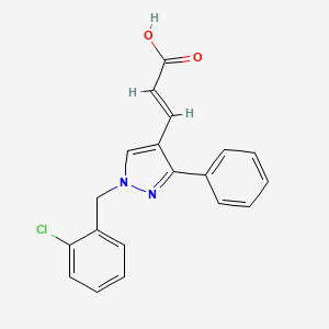 molecular formula C19H15ClN2O2 B2721623 (E)-3-[1-[(2-chlorophenyl)methyl]-3-phenylpyrazol-4-yl]prop-2-enoic acid CAS No. 956355-25-2