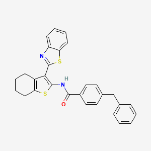 molecular formula C29H24N2OS2 B2721629 N-[3-(1,3-benzothiazol-2-yl)-4,5,6,7-tetrahydro-1-benzothiophen-2-yl]-4-benzylbenzamide CAS No. 392248-38-3
