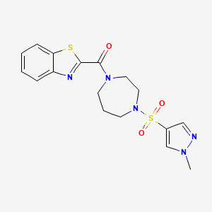 B2721642 benzo[d]thiazol-2-yl(4-((1-methyl-1H-pyrazol-4-yl)sulfonyl)-1,4-diazepan-1-yl)methanone CAS No. 2034337-59-0