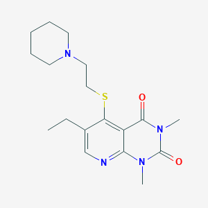 molecular formula C18H26N4O2S B2721646 6-乙基-1,3-二甲基-5-((2-(哌啶-1-基)乙基)硫基)吡啶并[2,3-d]嘧啶-2,4(1H,3H)-二酮 CAS No. 942002-30-4