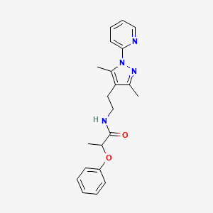 molecular formula C21H24N4O2 B2721647 N-(2-(3,5-二甲基-1-(吡啶-2-基)-1H-吡唑-4-基)乙基)-2-苯氧基丙酰胺 CAS No. 2034487-00-6