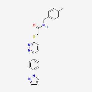 molecular formula C23H21N5OS B2721652 N-[(4-甲基苯基)甲基]-2-[6-(4-吡唑-1-基苯基)吡啶并[3,2-d]嘧啶-3-基]硫醇乙酰胺 CAS No. 1004440-26-9