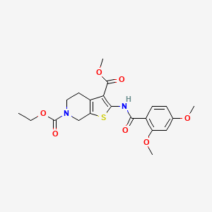 molecular formula C21H24N2O7S B2721656 6-乙基-3-甲基-2-(2,4-二甲氧基苯甲酰氨基)-4,5-二氢噻吩并[2,3-c]吡啶-3,6(7H)-二甲酸二酯 CAS No. 864926-09-0