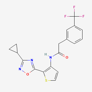 molecular formula C18H14F3N3O2S B2721661 N-(2-(3-环丙基-1,2,4-噁二唑-5-基)噻吩-3-基)-2-(3-(三氟甲基)苯基)乙酰胺 CAS No. 1798543-16-4