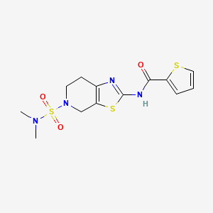 molecular formula C13H16N4O3S3 B2721668 N-(5-(N,N-二甲基磺酰氨基)-4,5,6,7-四氢噻唑并[5,4-c]吡啶-2-基)噻吩-2-甲酰胺 CAS No. 1351647-00-1