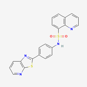 molecular formula C21H14N4O2S2 B2721670 N-(4-(噻唑并[5,4-b]吡啶-2-基)苯基)喹啉-8-磺酰胺 CAS No. 2319923-74-3